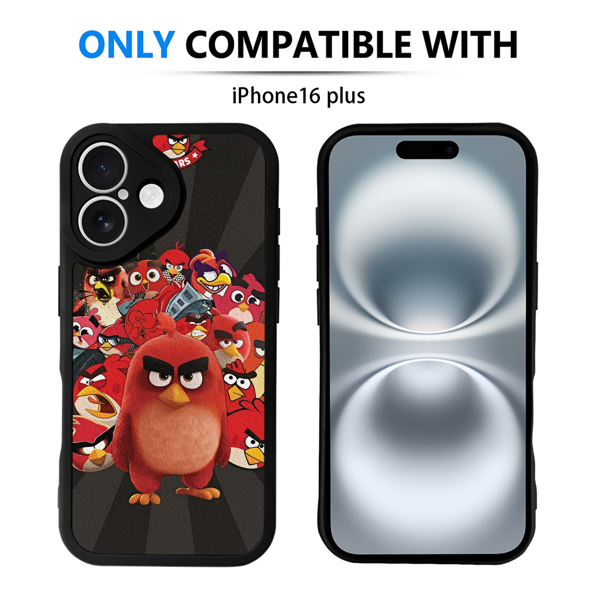 （画像用） Angry Birds アングリーバード 【iPhone 16シリーズ対応】シリコンスマホケース（レザー調） 材質：シリコン